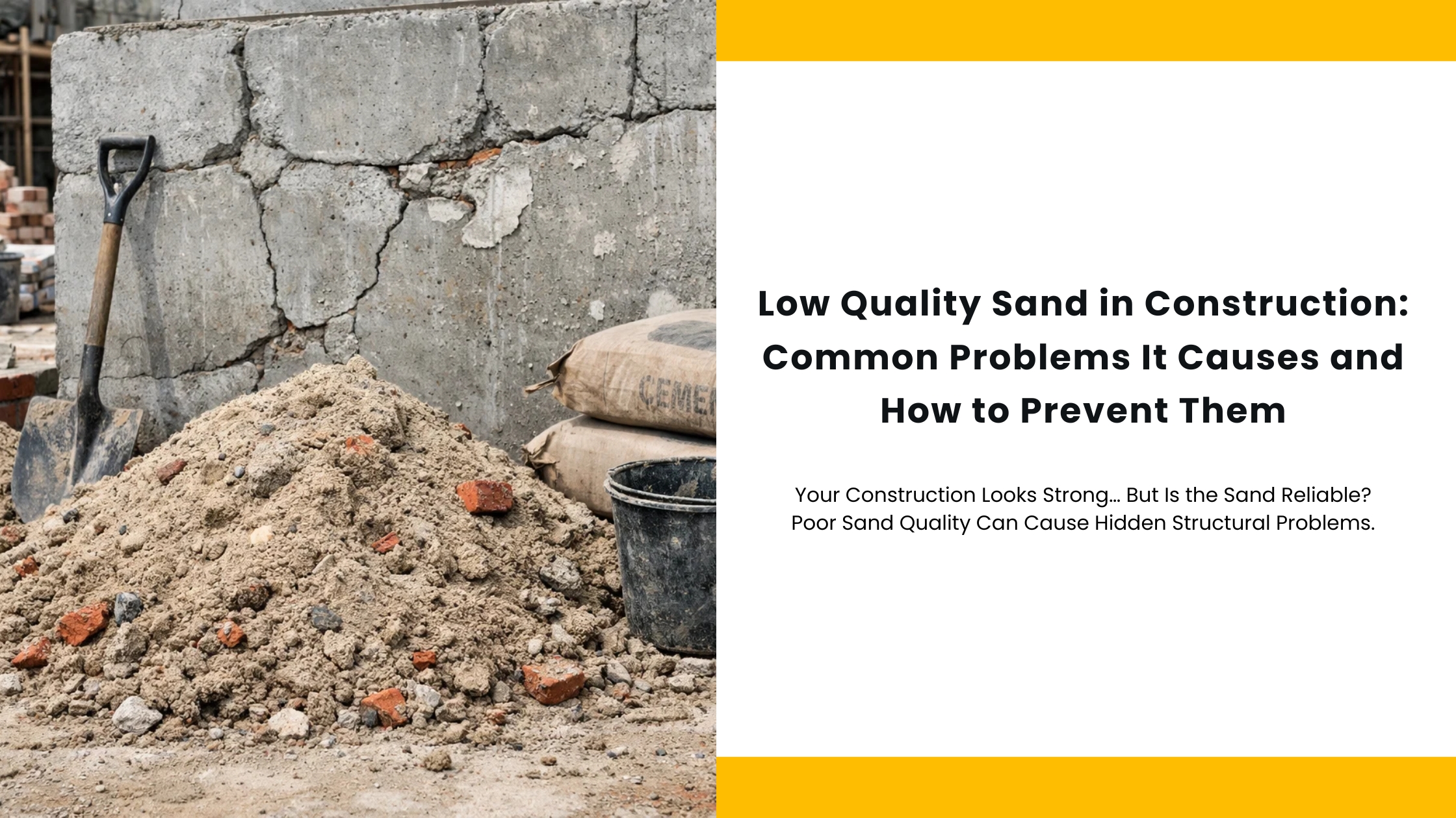 low quality sand in construction || poor quality sand in construction || problems caused by low quality sand || how to identify good quality sand